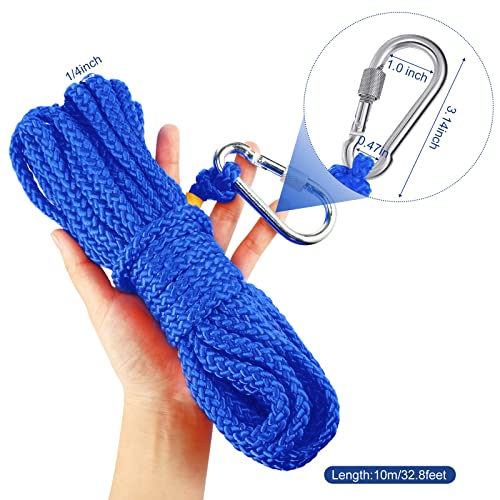 Shappy 15 M/50 Ft Hollow Braided Polypropylene Rope Heaving Line with Spring Hook for Ring Buoy Bracket Pool Life Preserver Ring Rope(Blue) - Image 3