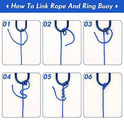 Shappy 15 M/50 Ft Hollow Braided Polypropylene Rope Heaving Line with Spring Hook for Ring Buoy Bracket Pool Life Preserver Ring Rope(Blue) - Image 2