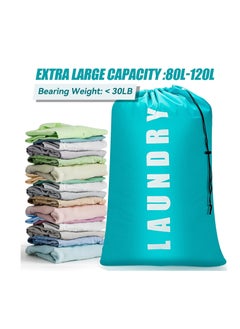 SYOSI Laundry Bag, Laundry Bags for Dorm, Travel Laundry Bags for Dirty Clothes,Large Laundry Bags for Traveling,Laundry Bags for Camp, 24" x 36" Cyan + Gray  - Image 2