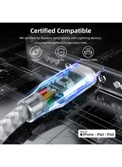iPhone Charger 3 Pack 10 ft Apple MFi Certified Lightning Nylon Braided Cable Fast Charging Cord Compatible with iPhone 13 12 11 Pro Max XR XS X 8 7 6 Plus SE iPad and More