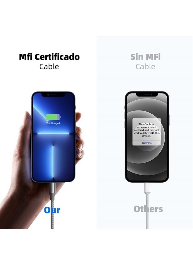 Bkayp - iPhone Charger 3 Pack 10 ft Apple MFi Certified Lightning Nylon Braided Cable Fast Charging Cord Compatible with iPhone 13 12 11 Pro Max XR XS X 8 7 6 Plus SE iPad and More - Image 1