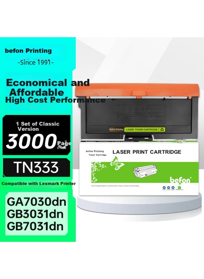 Befon Tn-333 Toner Cartridge Compatible With Lexmark Ga7030dn Gb3031dn Gb7031dn Printers, Drum Unit, Toner Cartridge, Lexmark Ga7030dn Toner Cartridge - Image 1