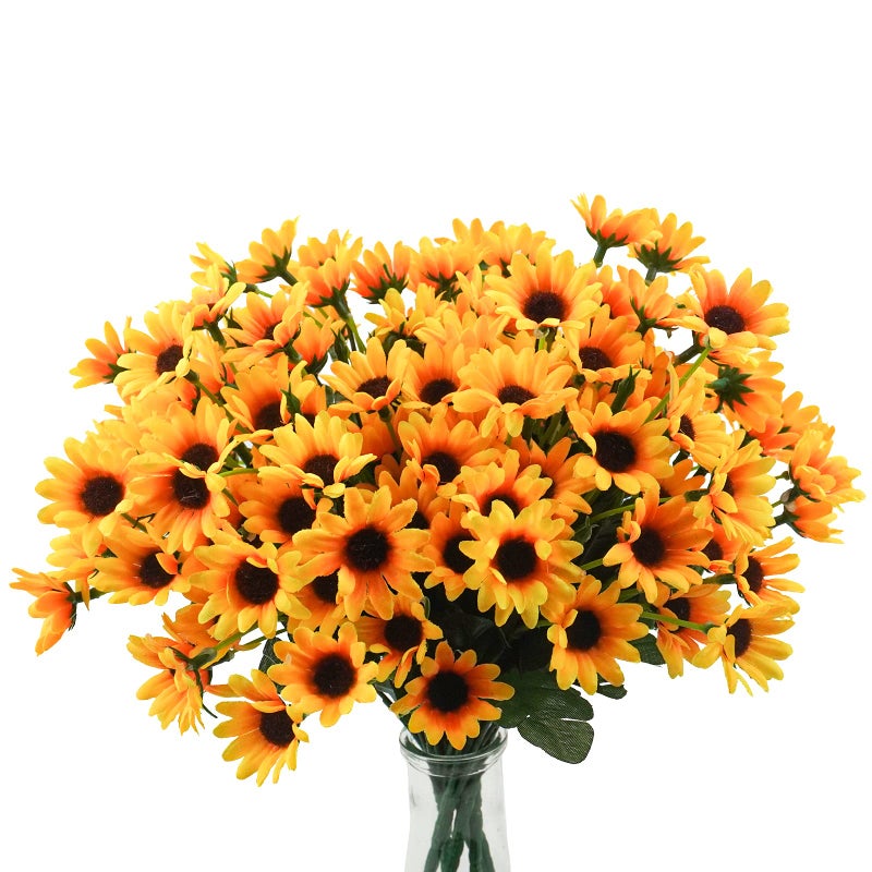 Uieke 6 Bundles Sunflowers Artificial Flowers Daisy Mums Fake Flowers Outdoor UV Resistant No Fade Fall Flowers 24 Stems Greenery Shrubs Indoor Outside Home Wedding Office DIY Garden Dcor Yellow