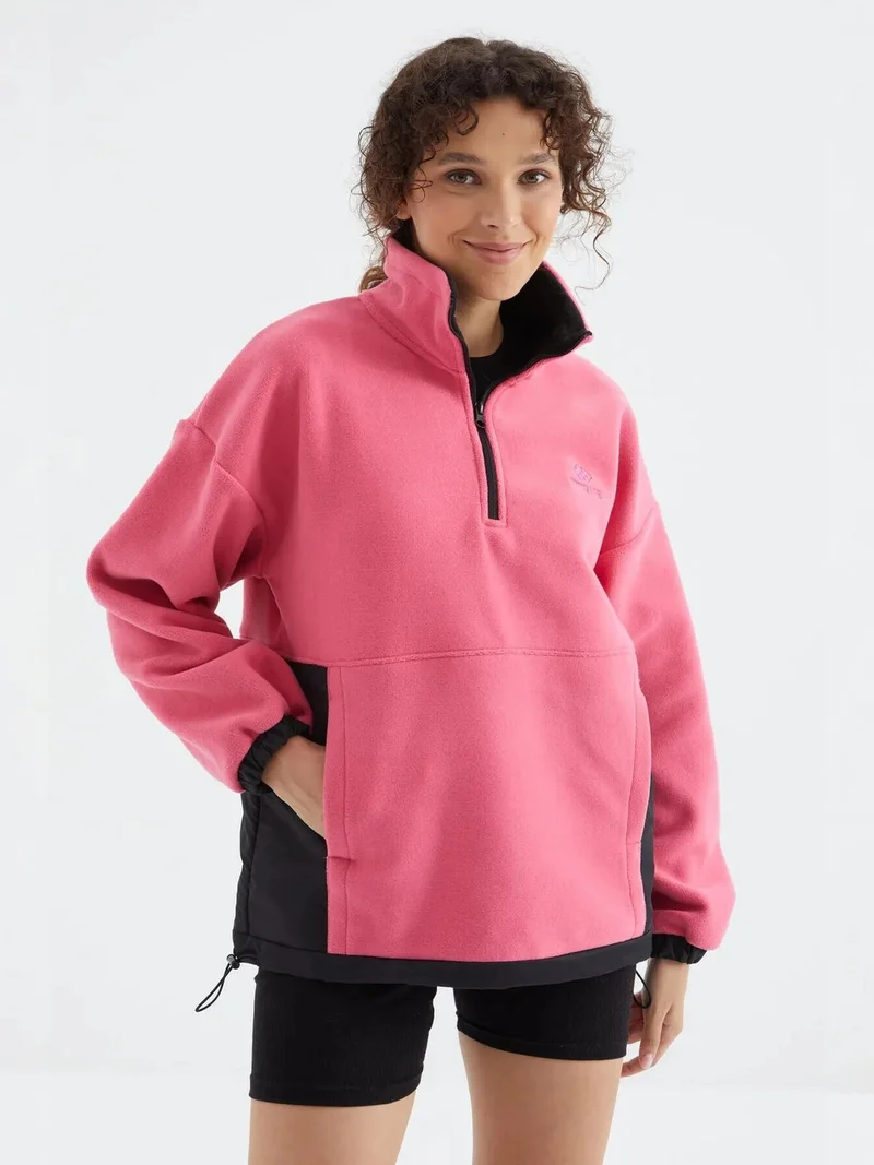 تومي لايف TOMMY Oversized Half-zip Plush Sweatshirt