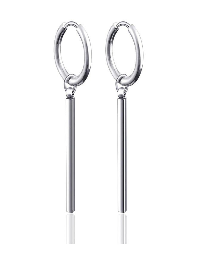Xusamss Punk Jewelry Stainless Steel Huggie Hinged Earrings Bar Dangle Drop Earrings - Image 1