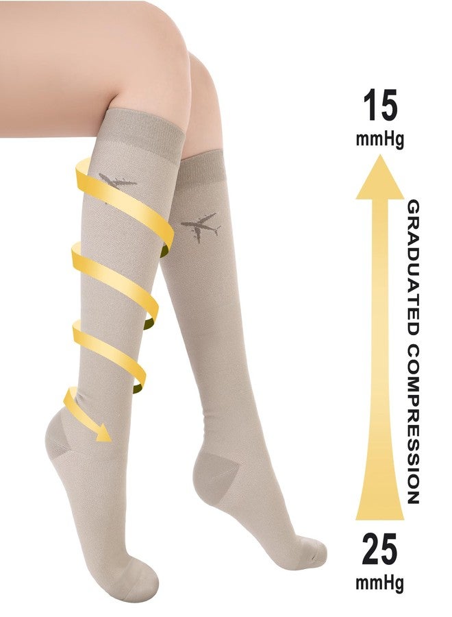 Skicuff 2 Pairs Travel Compression Socks for Men Women 15-25 mmHg Graduated Knee High Compression Socks for Travel and Flight(Classic) - Image 3