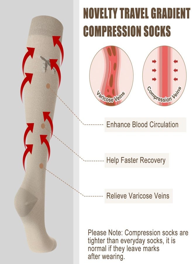 Skicuff 2 Pairs Travel Compression Socks for Men Women 15-25 mmHg Graduated Knee High Compression Socks for Travel and Flight(Classic) - Image 5