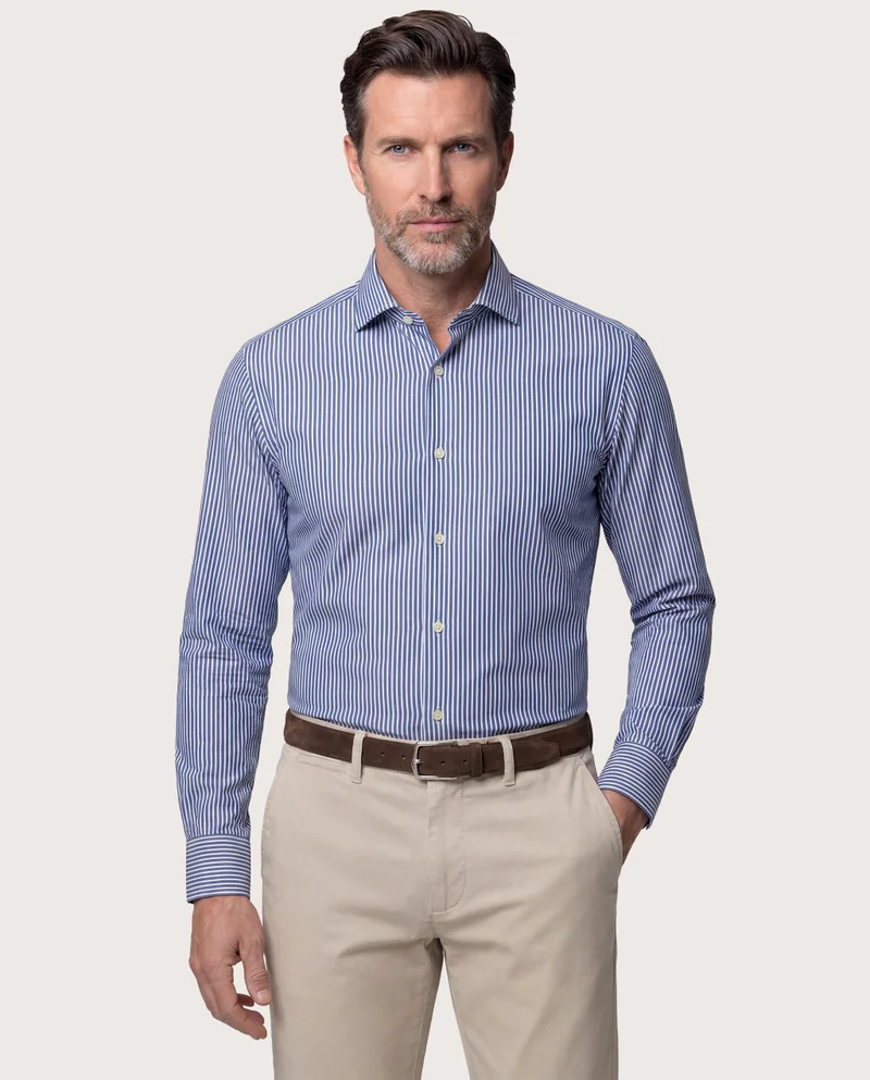 كاميتشسما Striped Poplin Non Iron Shirt