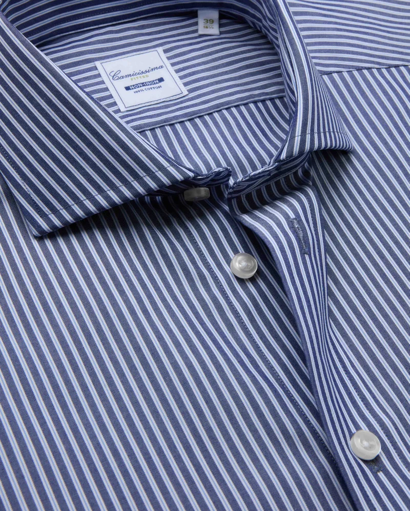 كاميتشسما Striped Poplin Non Iron Shirt