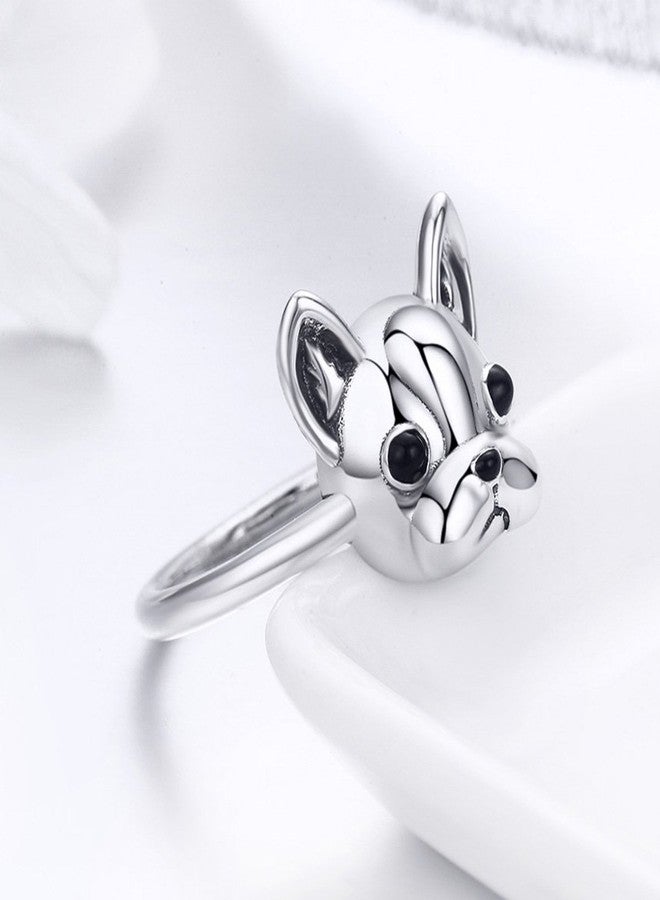 Presentski French Bulldog Sterling Silver Ring Birthday Rings Band for Women - Image 4