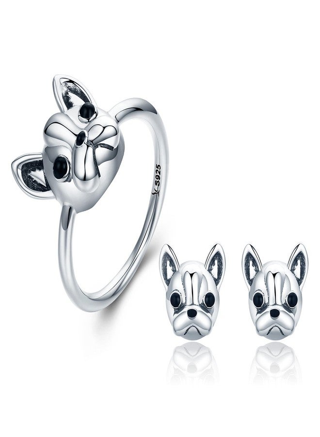 Presentski French Bulldog Sterling Silver Ring Birthday Rings Band for Women - Image 2