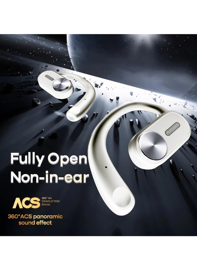 Remax Mena Earbuds Open Buds P3 Bluetooth Series Metal Open-Ear OWS Wireless Earphone With Ear Hook Charging Case Built-in Mic Waterproof Headset (White)  - Image 3