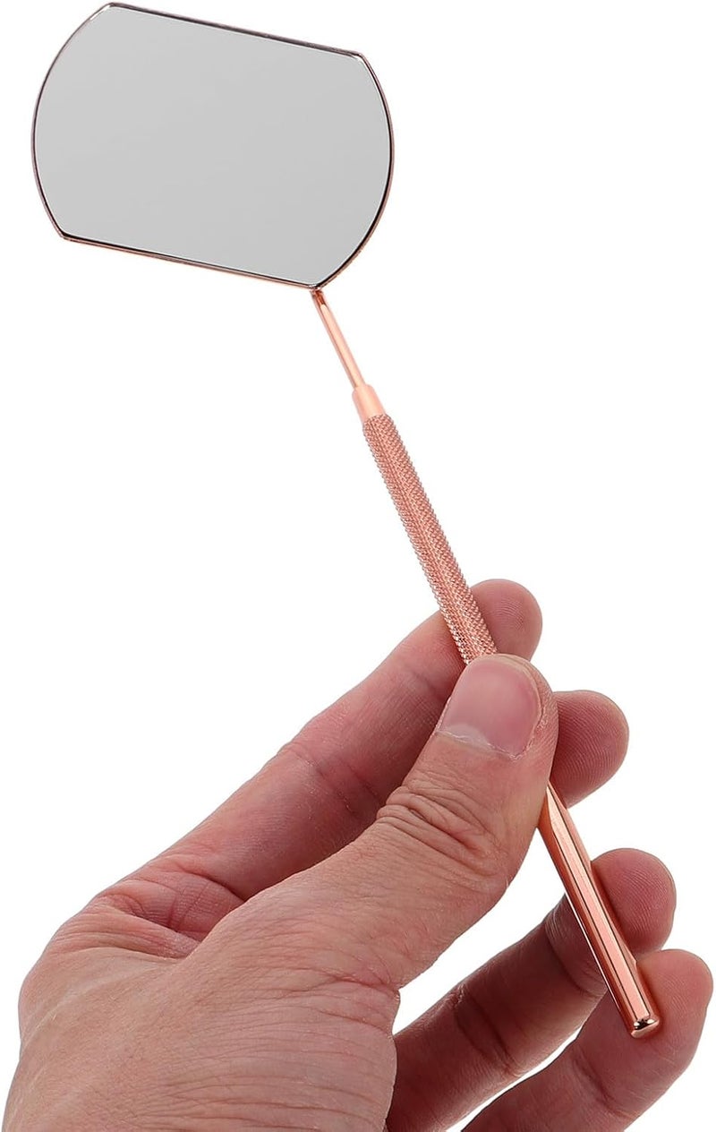 Detachable Rose Gold Handheld Eyelash Mirror Stainless Steel Mini Lash Extension Mirror for Eyelash Extension Supplies Professional Makeup Tool - Image 2