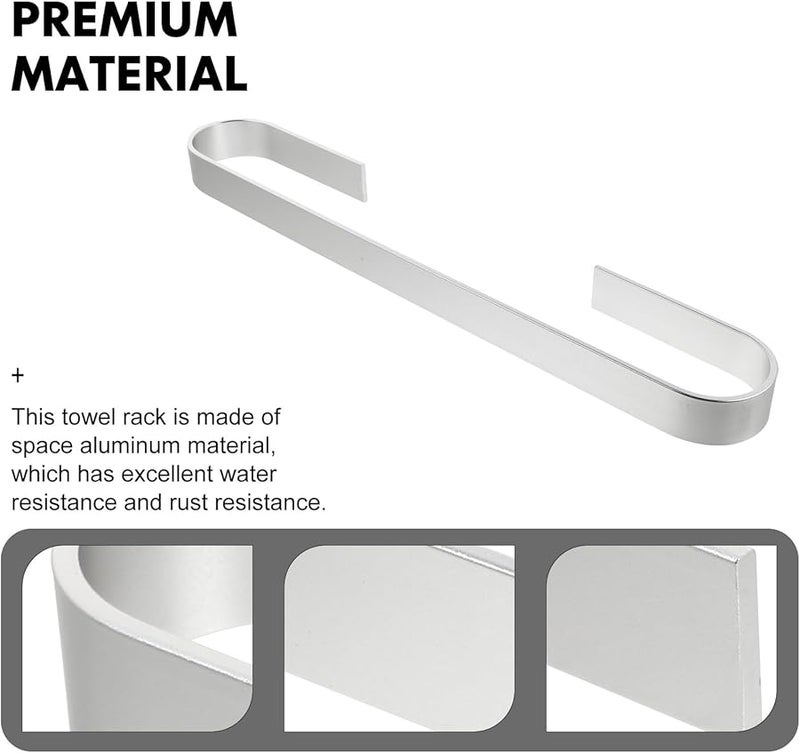 Mobestech 45cm Silver Aluminium Towel Rack Wall Mounted Bathroom Kitchen Storage Bar - Image 5