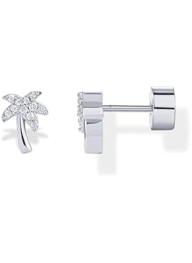 PAVOI - 14K Gold Plated Sterling Silver Posts Dainty Emoji Screwback Earrings for Women | Dainty Helix Cartilage Piercing Jewelry | Palm Tree Bow Flower Bumble Bee Star Martini Clover Wishbone Smiley Rose Mushroom Blaze It Leaf Western Cowgirl Boots Cactus Horseshoe Flatback Stud Earrings Piercing - Image 1
