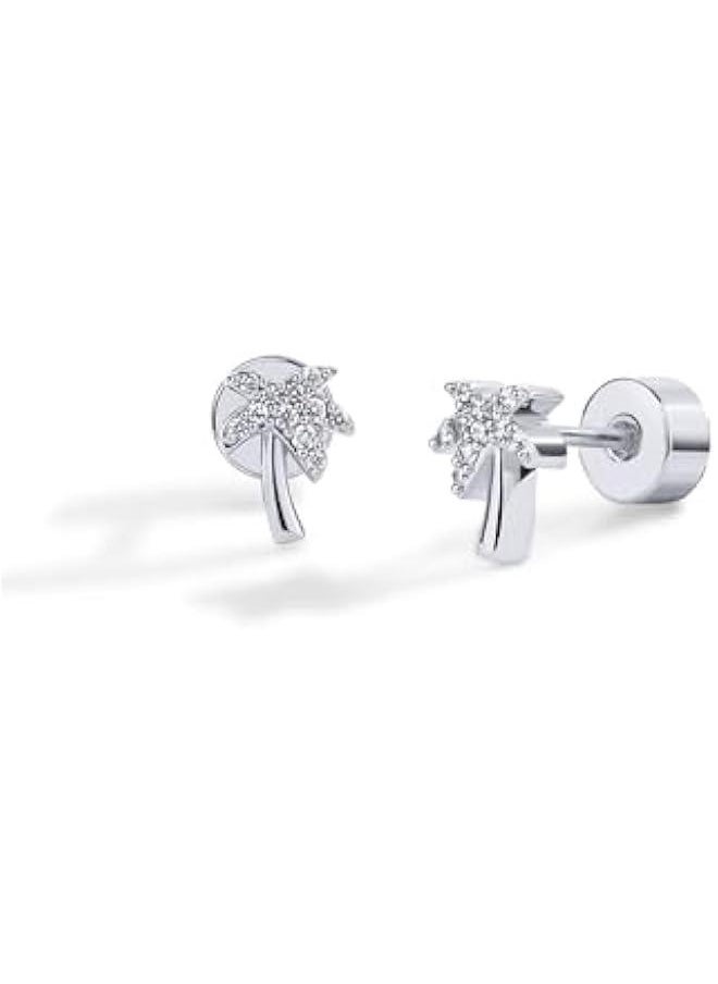 PAVOI - 14K Gold Plated Sterling Silver Posts Dainty Emoji Screwback Earrings for Women | Dainty Helix Cartilage Piercing Jewelry | Palm Tree Bow Flower Bumble Bee Star Martini Clover Wishbone Smiley Rose Mushroom Blaze It Leaf Western Cowgirl Boots Cactus Horseshoe Flatback Stud Earrings Piercing - Image 1