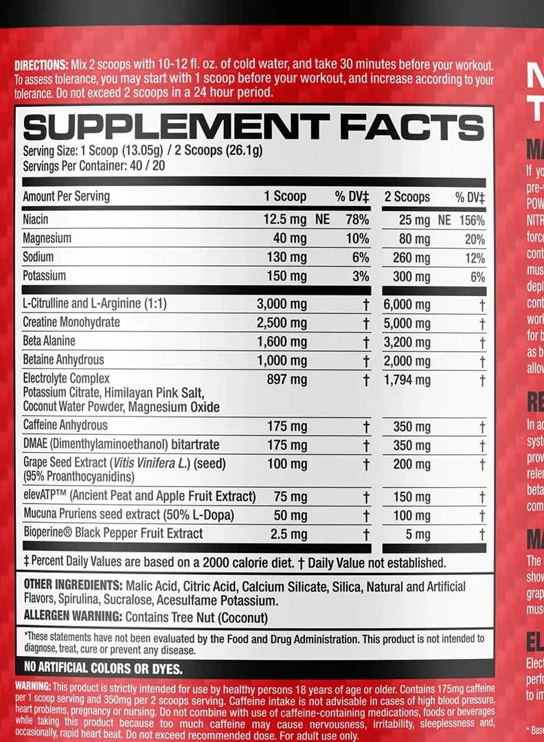 MuscleMeds NITRO LIFT Pre-Workout, Strength + Performance Cherry Lime 1.14 lb - Image 2