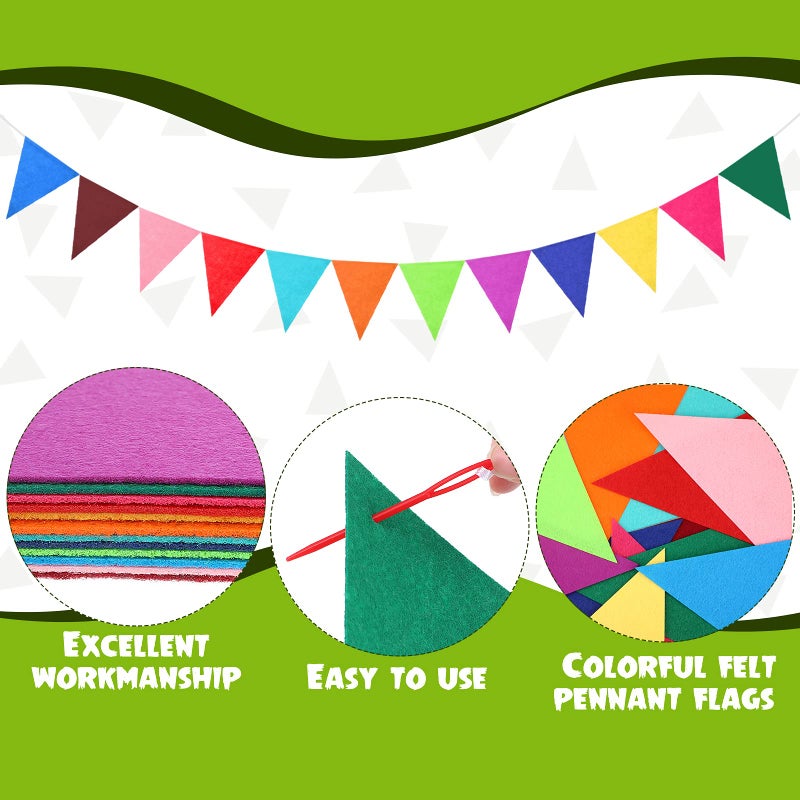 Irenare 9.8 Feet Christmas Pom Pom Garland Felt Fabric Garland Set Colorful Tassel Garland 3.6 Feet Felt Pennant Banner for Xmas Tree Classroom School Christmas Fireplace Birthday Party(Multicolor) - Image 3