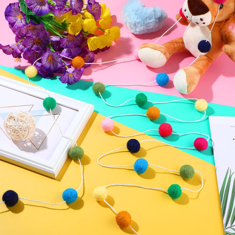 Irenare 9.8 Feet Christmas Pom Pom Garland Felt Fabric Garland Set Colorful Tassel Garland 3.6 Feet Felt Pennant Banner for Xmas Tree Classroom School Christmas Fireplace Birthday Party(Multicolor) - Image 4