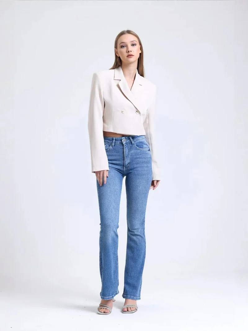 هيكاب جينز واسع بخصر مرتفع