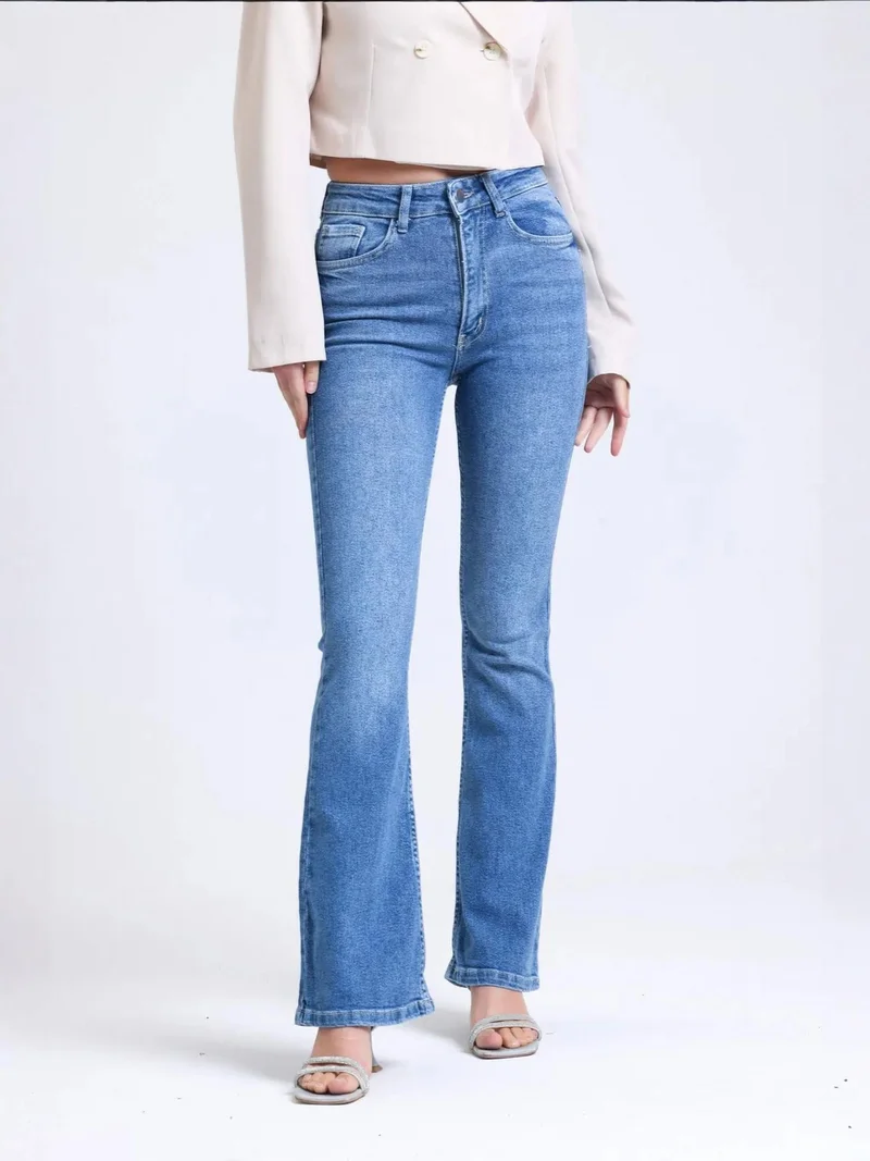 هيكاب جينز واسع بخصر مرتفع