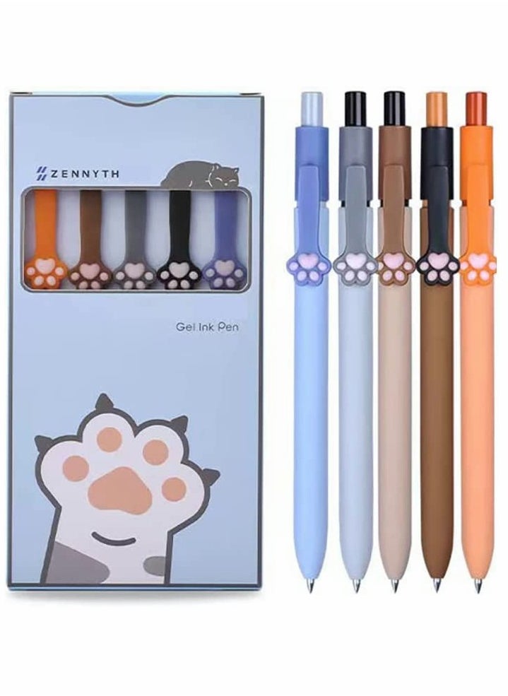 KASTWAVE Retractable Ballpoint Pens 5Pcs Cute Cat Claw Press Pen 0.5 Neutral Pen Quick Drying Ink Pen Fine Point Ball Neutral Pen Black Ink Smooth for Writing School Office Home Stationery Office Supplies  - Image 1