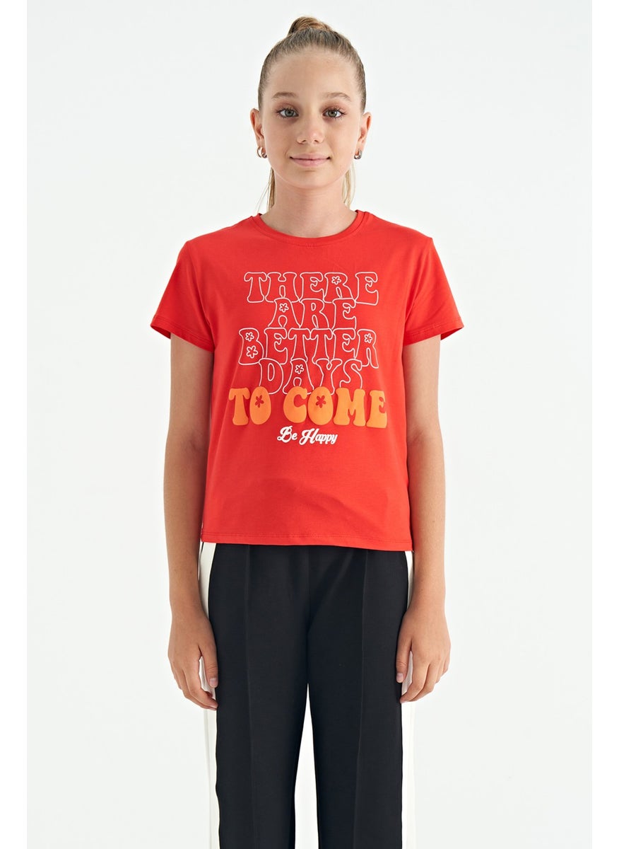 Tommy Life - Fiesta O Neck Text Printed Casual Short Sleeve Cropped Girls T-Shirt - 75118 - Image 1