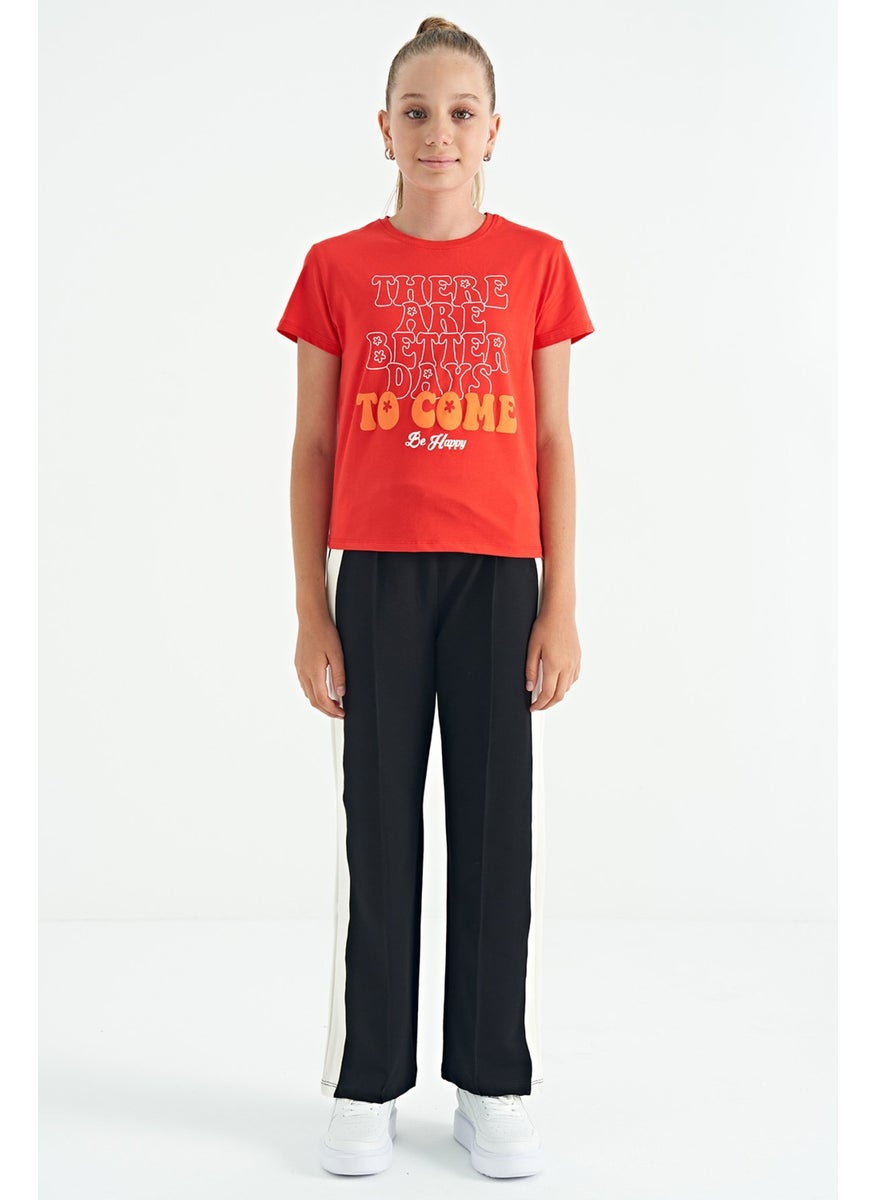 Tommy Life - Fiesta O Neck Text Printed Casual Short Sleeve Cropped Girls T-Shirt - 75118 - Image 1