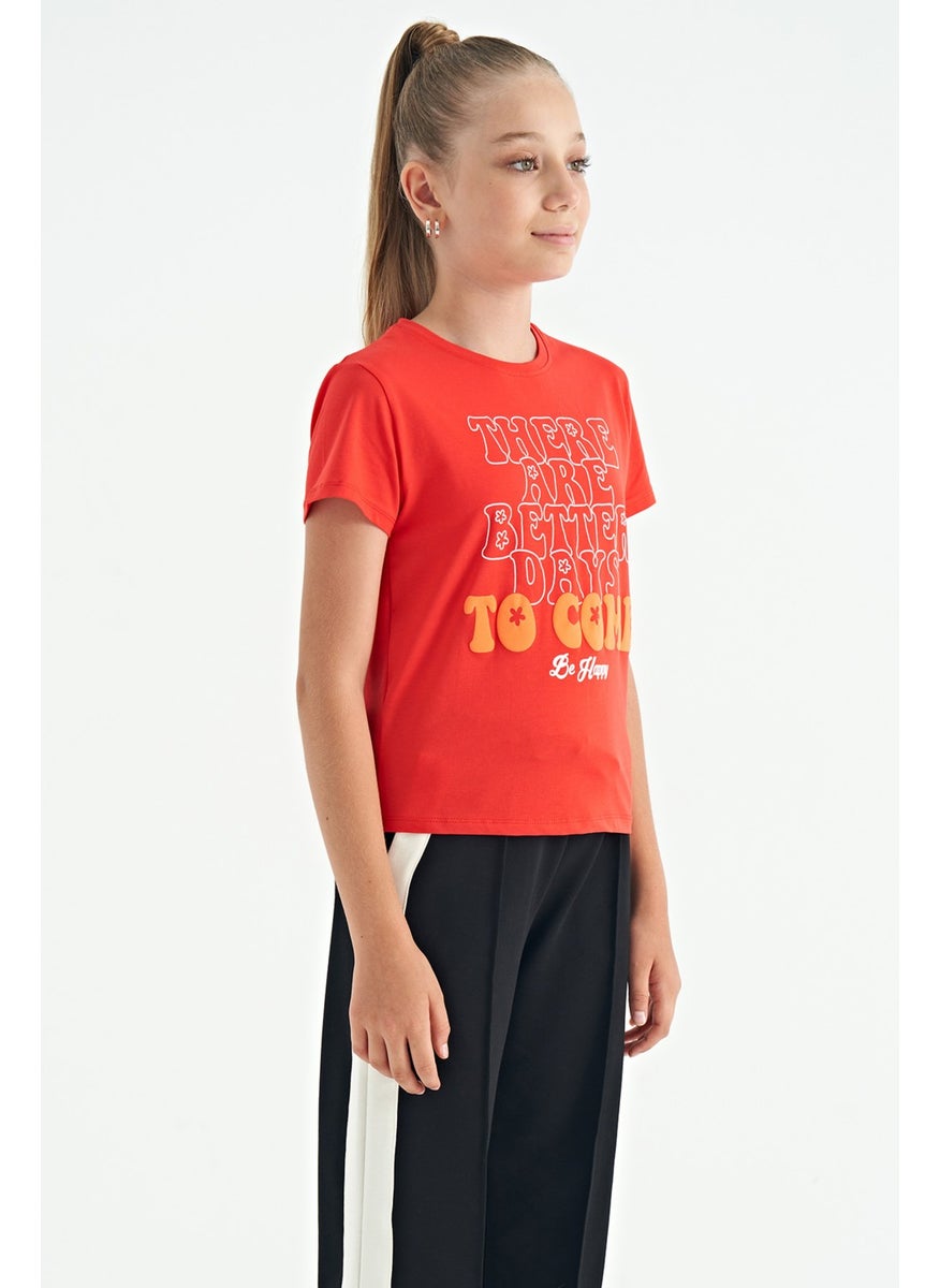Tommy Life - Fiesta O Neck Text Printed Casual Short Sleeve Cropped Girls T-Shirt - 75118 - Image 1