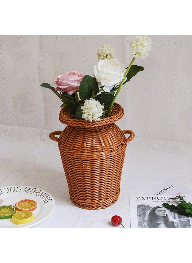Cabilock Rattan Long Dried Floral Vase Flower Basket Rustic Woven Flower Arrangement Holder Farmhouse Dry Flower Vase Pot Decorative Desk Table Modern Flower Rattan Flower Holder Pot Artificial Flowers Vase - Image 4