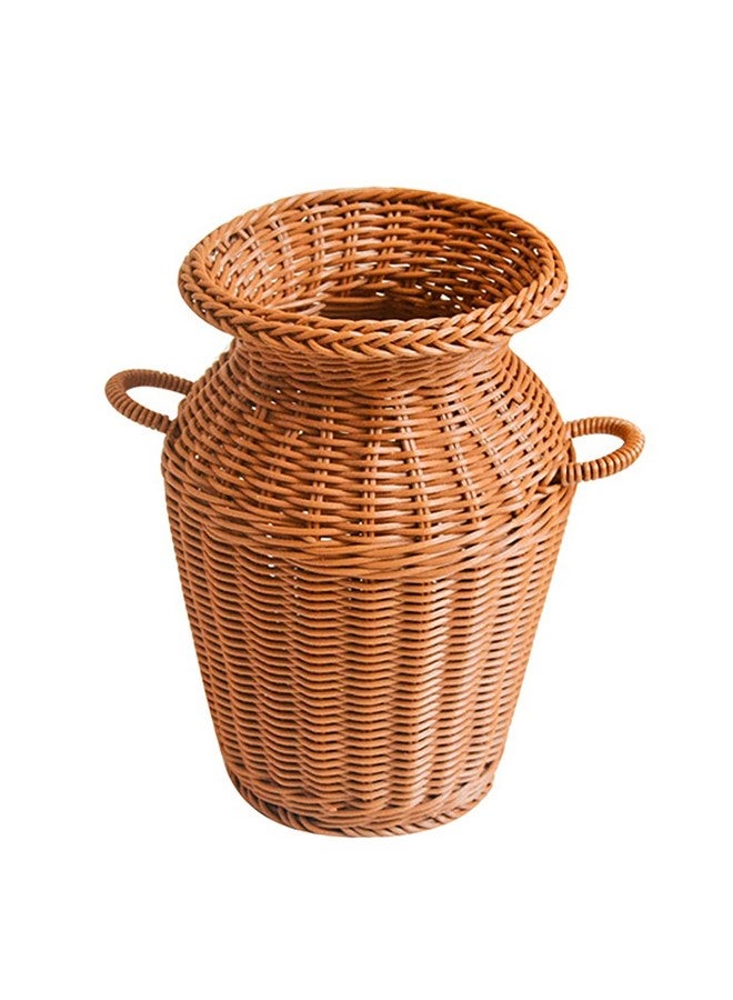 Cabilock Rattan Long Dried Floral Vase Flower Basket Rustic Woven Flower Arrangement Holder Farmhouse Dry Flower Vase Pot Decorative Desk Table Modern Flower Rattan Flower Holder Pot Artificial Flowers Vase - Image 2