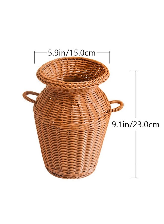 Cabilock Rattan Long Dried Floral Vase Flower Basket Rustic Woven Flower Arrangement Holder Farmhouse Dry Flower Vase Pot Decorative Desk Table Modern Flower Rattan Flower Holder Pot Artificial Flowers Vase - Image 3