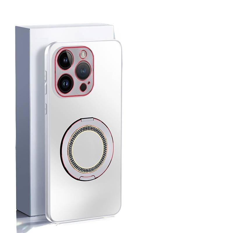 غطاء واقي بPC لـ iPhone 14 / 14 Plus / 14 Pro / 14 Pro Max مع حماية من السقوط ورفيع للغاية مع مقاوم للصدمات مع خاتم ألماس لامع مع لمسة نهائية غير لامعة AG باللون أبيض باللون الأبيض - Image 1