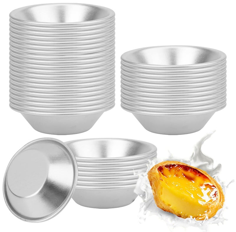 Yesland 40 Pack Egg Tart Mold Tiny Pie Tartlets Pudding Cups Reusable Baking Cups for Cupcake Pie Cookie Aluminum 278 Inches