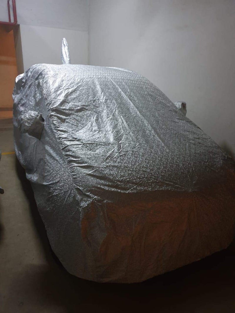 The Autostory Waterproof Car Body Cover Compatible with Hyundai Xcent, Shinning Silver Non Woven Material, Triple Stitched, With Mirror & Antenna Pockets, Adjustable Belt and Buckle, 3 Months Warranty - Image 2