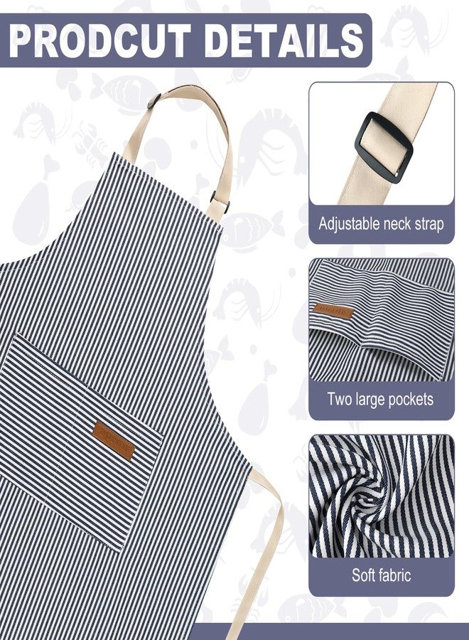 XLSXEXCL 2 Pack Stripes Kid's Apron with 2 Pockets, Cute Kid's Apron for Boys & Girls, Adjustable Chef Apron for Cooking, Cleaning, Painting (Blue+Pink, 45x50cm) - Image 3