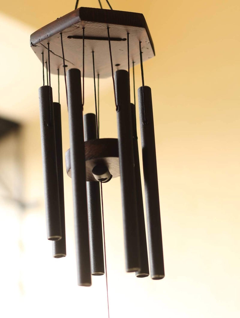 Lilone 7 Pipe Black Wind Chimes for Home Positive Energy | Windchimes for Balcony Bedroom with Sweet Sound | 60 cm Long - Image 3