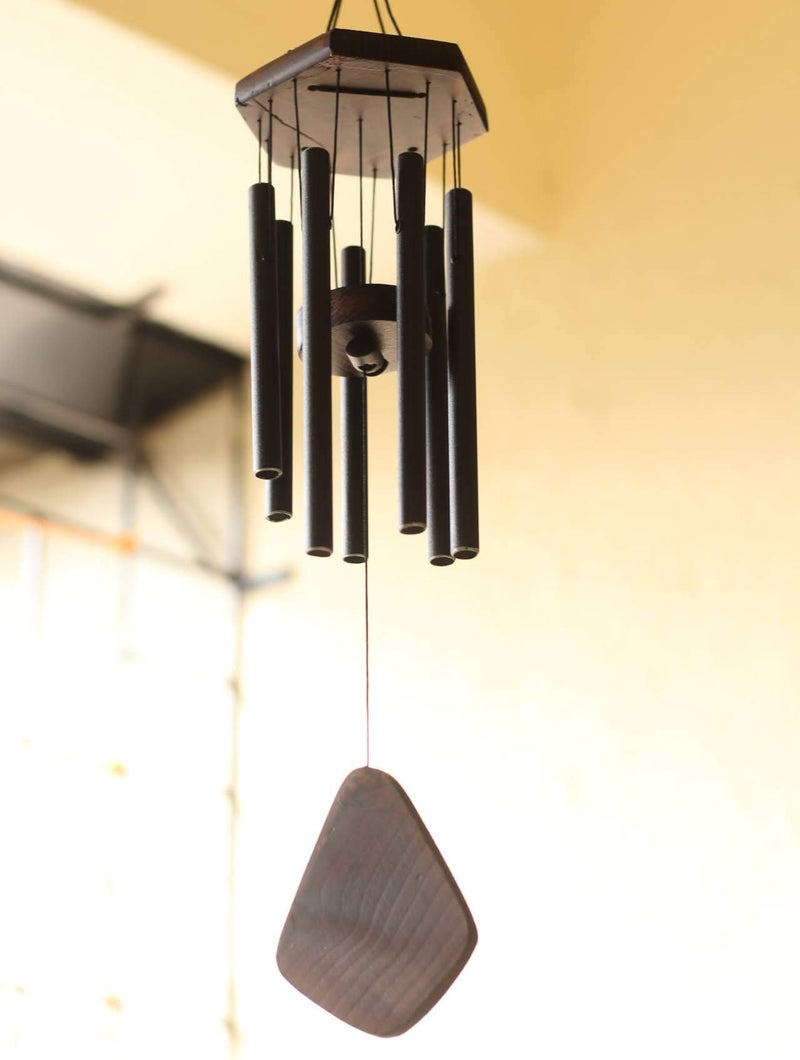 Lilone 7 Pipe Black Wind Chimes for Home Positive Energy | Windchimes for Balcony Bedroom with Sweet Sound | 60 cm Long - Image 2
