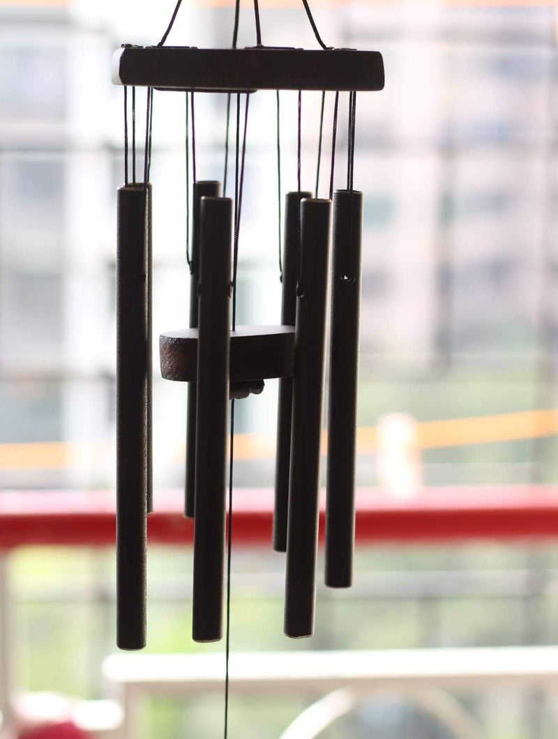 Lilone 7 Pipe Black Wind Chimes for Home Positive Energy | Windchimes for Balcony Bedroom with Sweet Sound | 60 cm Long - Image 5