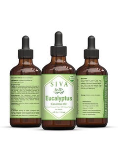 SIVA ORGANICS Siva Eucalyptus Essential Oil 4 Fl Oz with Premium Glass Dropper – 100% Pure, Natural, Undiluted, Therapeutic Grade, Great for Rejuvenated Skin, Hair Care, Diffuser, Aromatherapy, Soaps & Candles  - Image 2