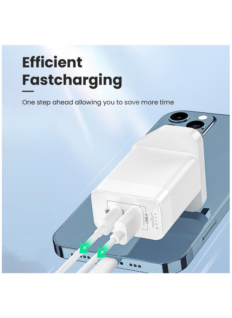 Brave - 45W USB C Fast Charger GaN Compact Smart Travel Wall Charger 2-Port PD 3.0 Type C Power Adapter Compatible with iPhone 15 Pro Max/ Plus/14/13/12/Pro/11/XS/XR/X/8, Samsung Galaxy S22 S21 S20, Pixel 6/6 - Image 1