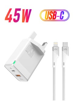 45W USB C Fast Charger GaN Compact Smart Travel Wall Charger 2-Port PD 3.0 Type C Power Adapter Compatible with iPhone 15 Pro Max/ Plus/14/13/12/Pro/11/XS/XR/X/8, Samsung Galaxy S22 S21 S20, Pixel 6/6
