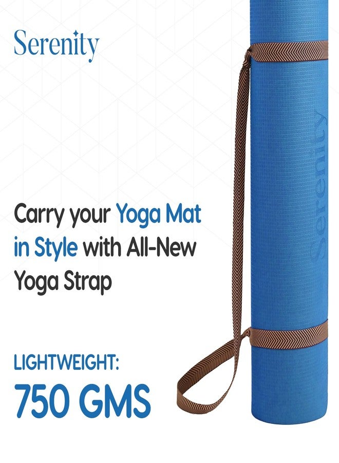 الحكمة والحياة بساط يوغا سيرينيتي اليومي مع حزام حمل للرجال والنساء والأطفال، 6 مم | مصنوع من مادة EVA، سميك للغاية، طويل وعريض، مناسب للتمارين الرياضية المنزلية، واليوغا، والتأمل، والبيلاتس، والتمارين الخارجية | ناعم، سهل الطي، مانع للانزلاق (6 مم، أزرق ملكي) - Image 5