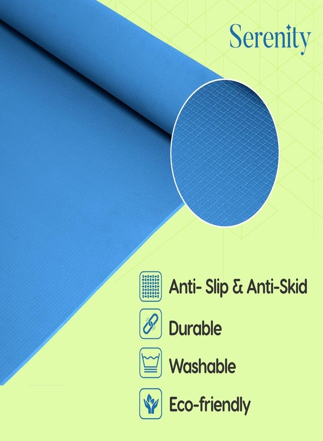 الحكمة والحياة بساط يوغا سيرينيتي اليومي مع حزام حمل للرجال والنساء والأطفال، 6 مم | مصنوع من مادة EVA، سميك للغاية، طويل وعريض، مناسب للتمارين الرياضية المنزلية، واليوغا، والتأمل، والبيلاتس، والتمارين الخارجية | ناعم، سهل الطي، مانع للانزلاق (6 مم، أزرق ملكي) - Image 3