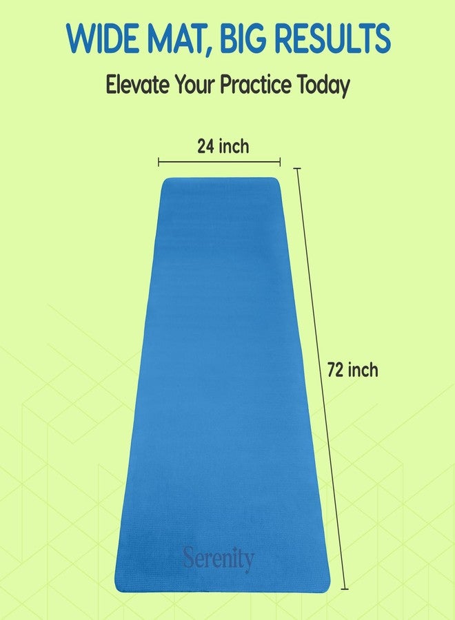 الحكمة والحياة بساط يوغا سيرينيتي اليومي مع حزام حمل للرجال والنساء والأطفال، 6 مم | مصنوع من مادة EVA، سميك للغاية، طويل وعريض، مناسب للتمارين الرياضية المنزلية، واليوغا، والتأمل، والبيلاتس، والتمارين الخارجية | ناعم، سهل الطي، مانع للانزلاق (6 مم، أزرق ملكي) - Image 2