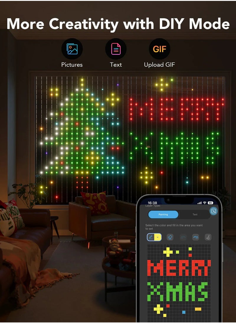 Govee - Govee Curtain Lights, WiFi Smart Halloween Window Lights LED, Color Changing Lights, Dynamic DIY Curtain String Lights - Image 1