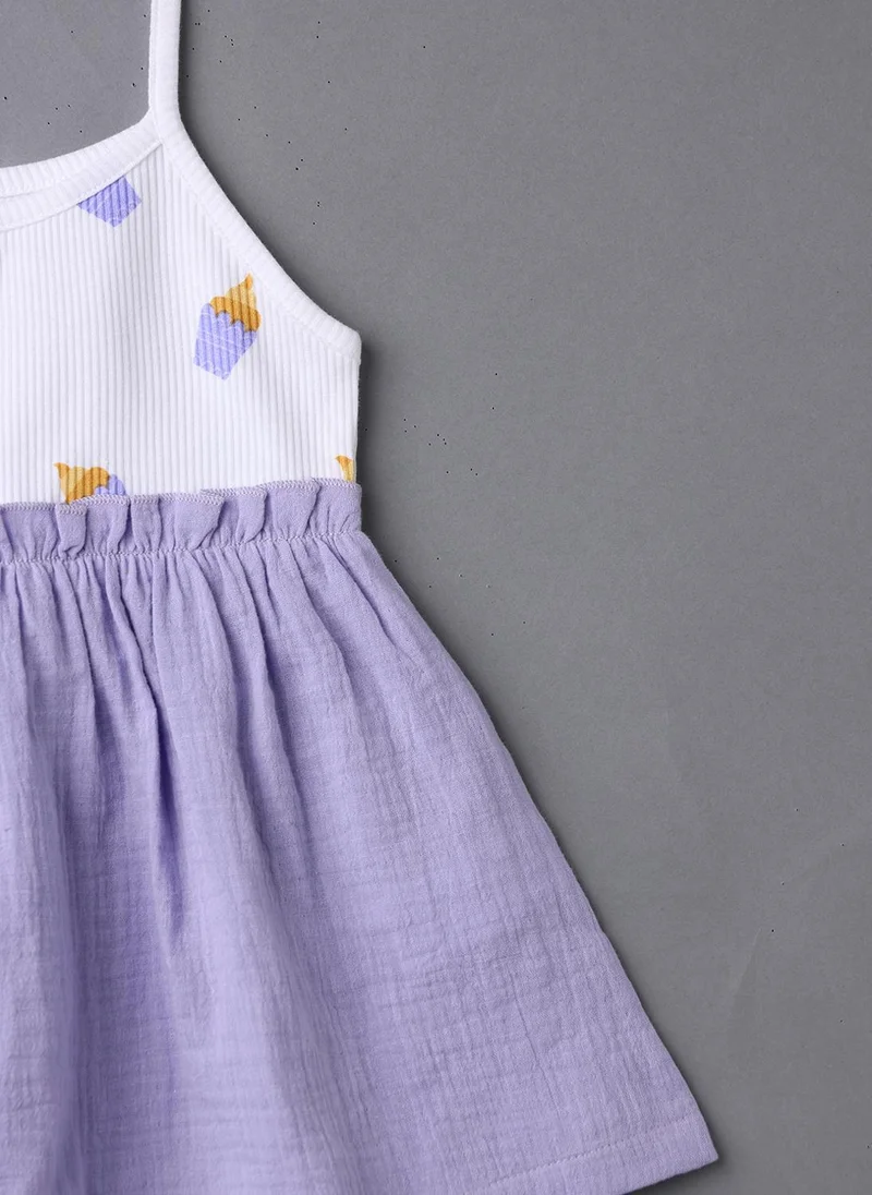 Nautinati  Nautinati Girls' Soft Cotton Strap Sleeves Gathered Waistline Dress for Women | Best Price UAE