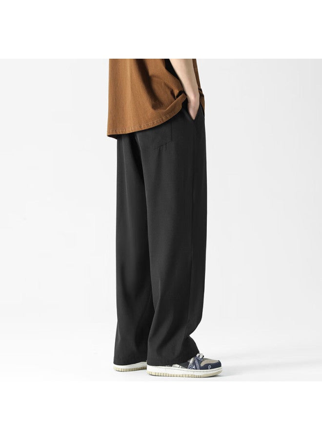 Clor Casual Pants For Men, Spring And Summer Trendy Sports Draping Breathable Loose Wide-leg Straight Trousers Cl01 Black M - Image 3