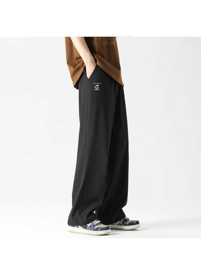 Clor Casual Pants For Men, Spring And Summer Trendy Sports Draping Breathable Loose Wide-leg Straight Trousers Cl01 Black M - Image 5