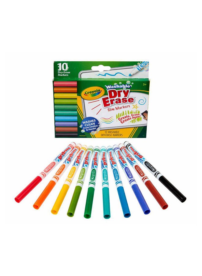Crayola 10 Ct Slim Dry-Erase Markers  Washable - Image 1